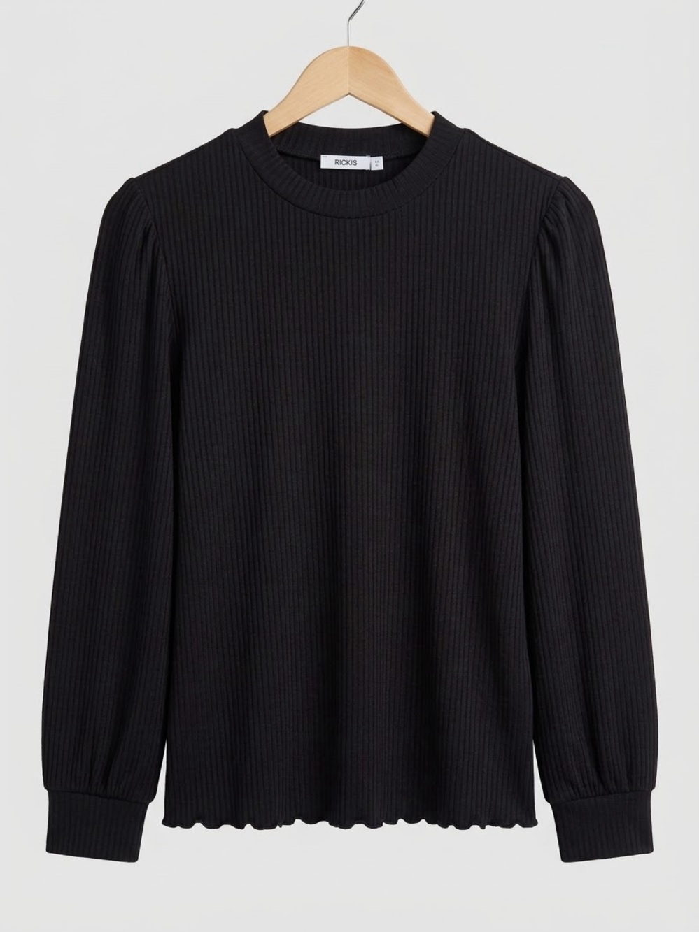 Ricki's Black Ribbed Crewneck Sweater Size XL - NWT